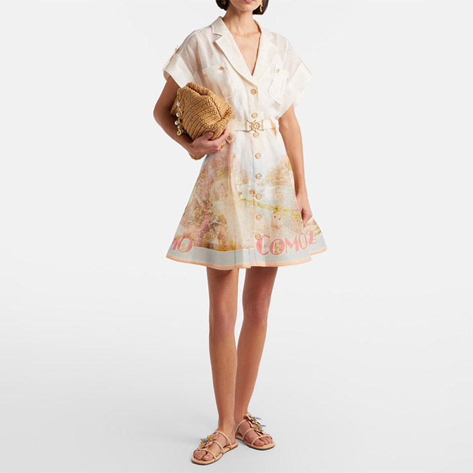 zimmermann indra printed belted mini dress